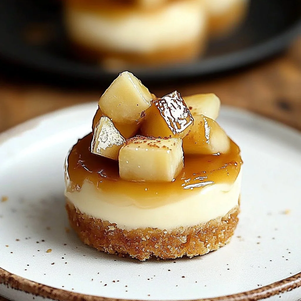 Delicious apple mini cheesecakes served on a plate
