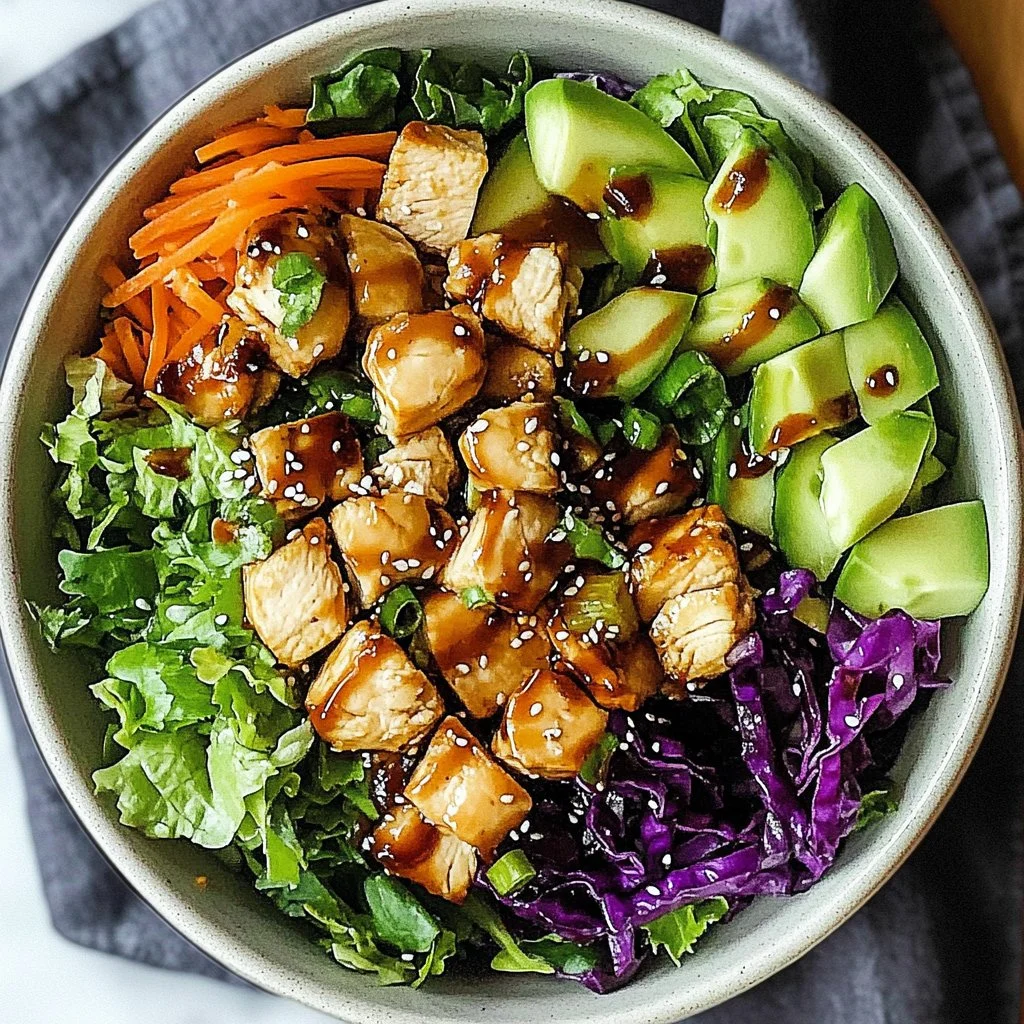 A vibrant Asian Chicken Crunch Salad with colorful vegetables and grilled chicken.