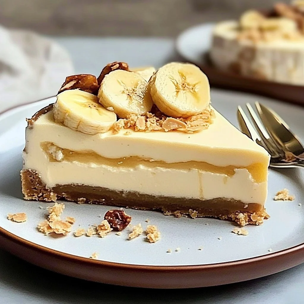Delicious homemade Banana Cheesecake topped with fresh bananas and whipped cream