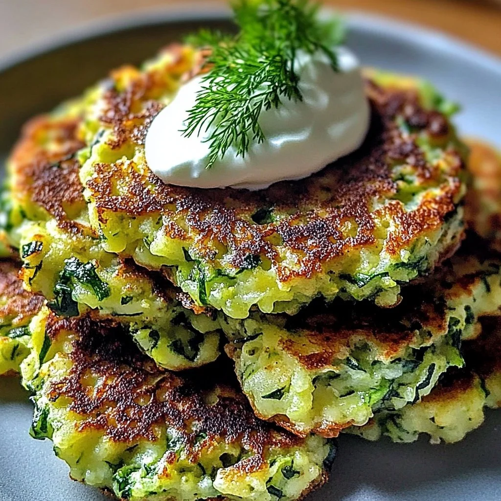 Golden crispy Mediterranean zucchini fritters on a plate