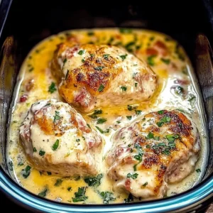 Crock Pot Marry Me Chicken cooked with creamy sauce and herbs.