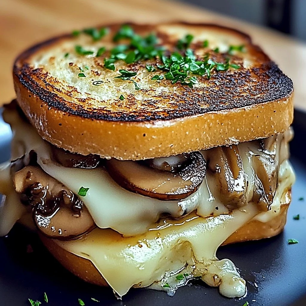 Delicious Easy Swiss Mushroom Melt served with fresh ingredients