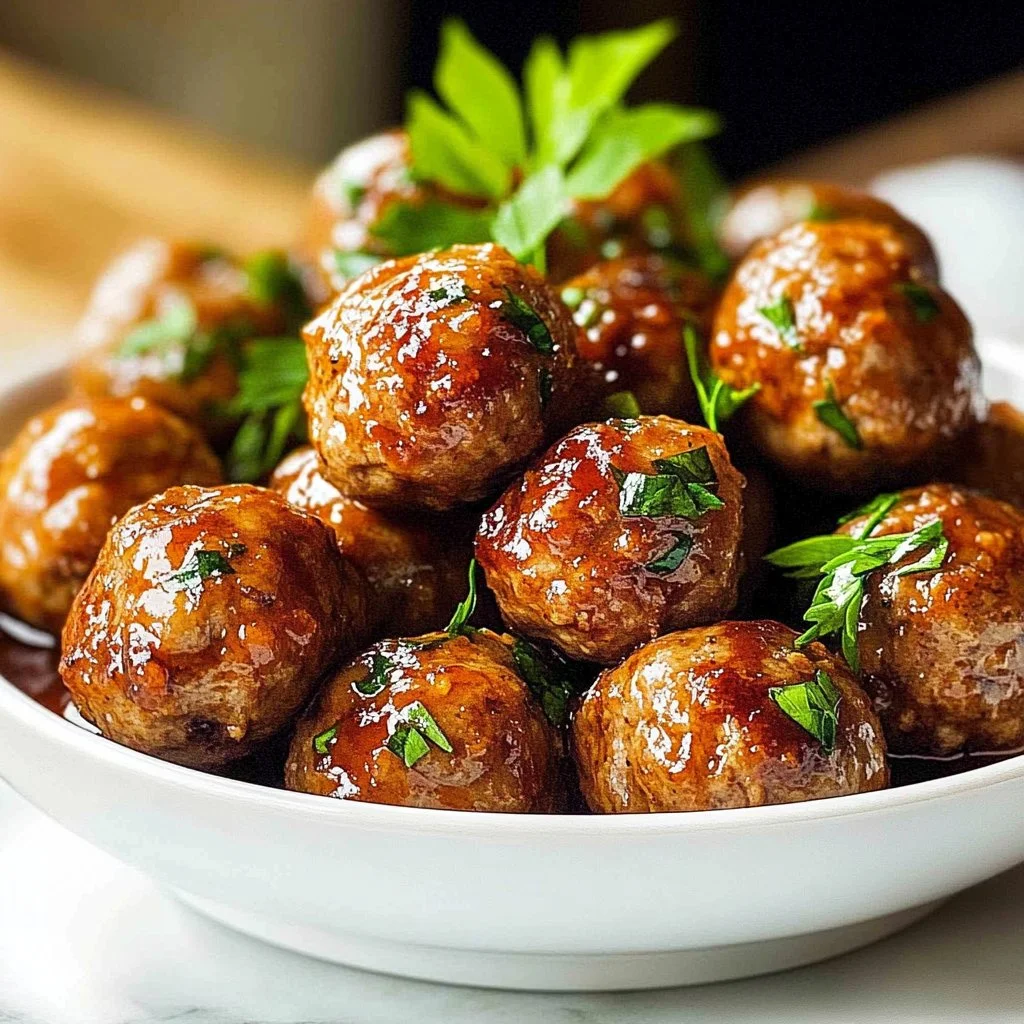 Easy turkey meatballs served with marinara sauce and herbs