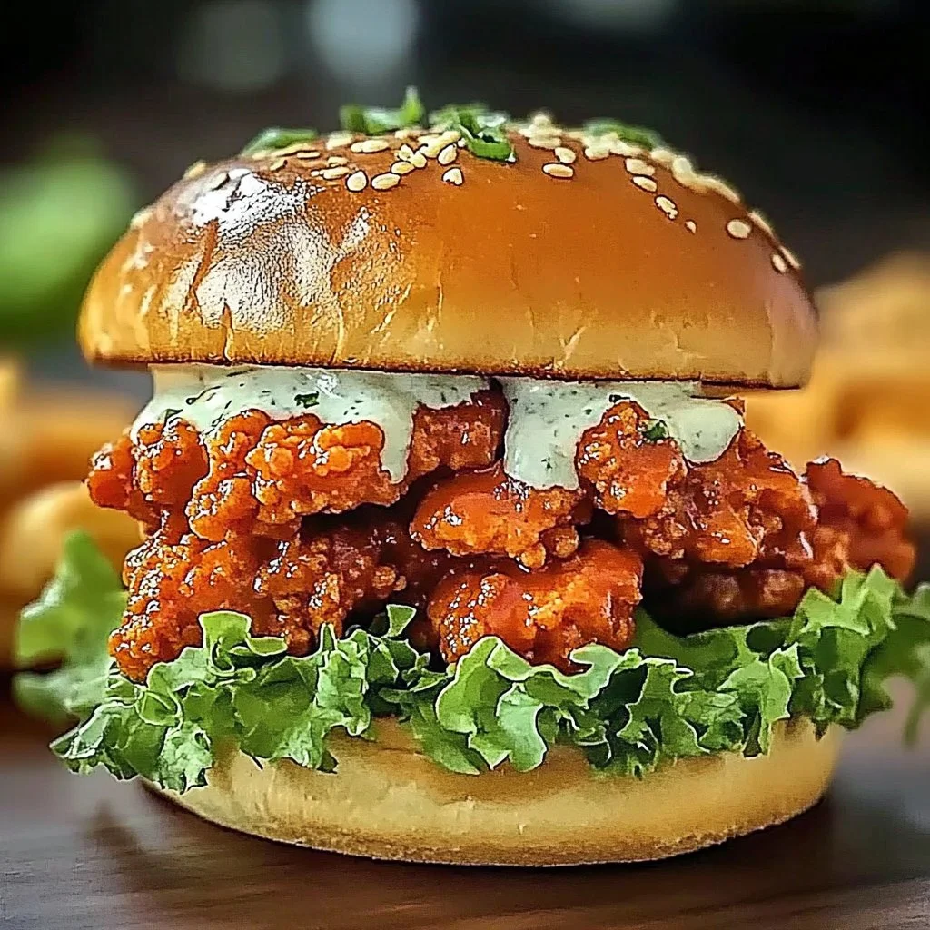 Delicious Epic Buffalo Chicken Sandwich with spicy sauce and toppings