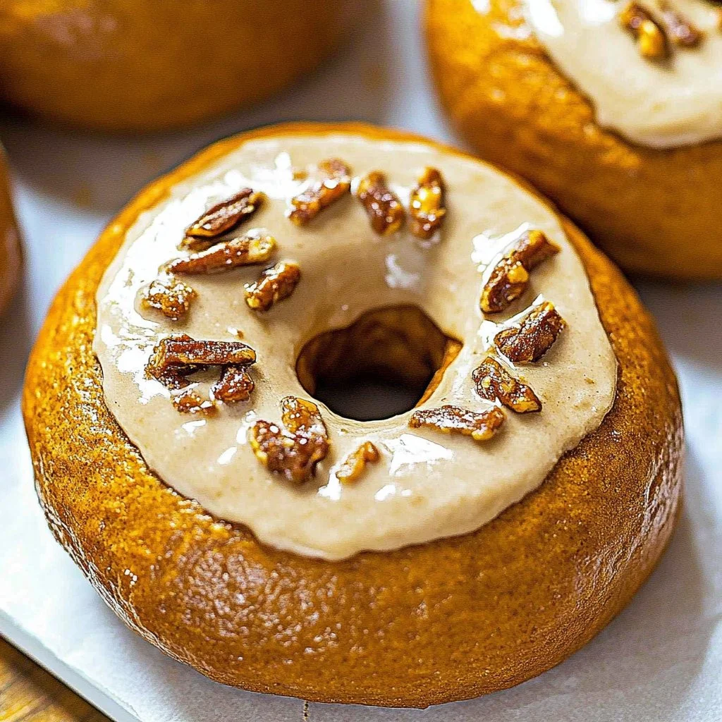 Delicious homemade pumpkin bagels fresh out of the oven.