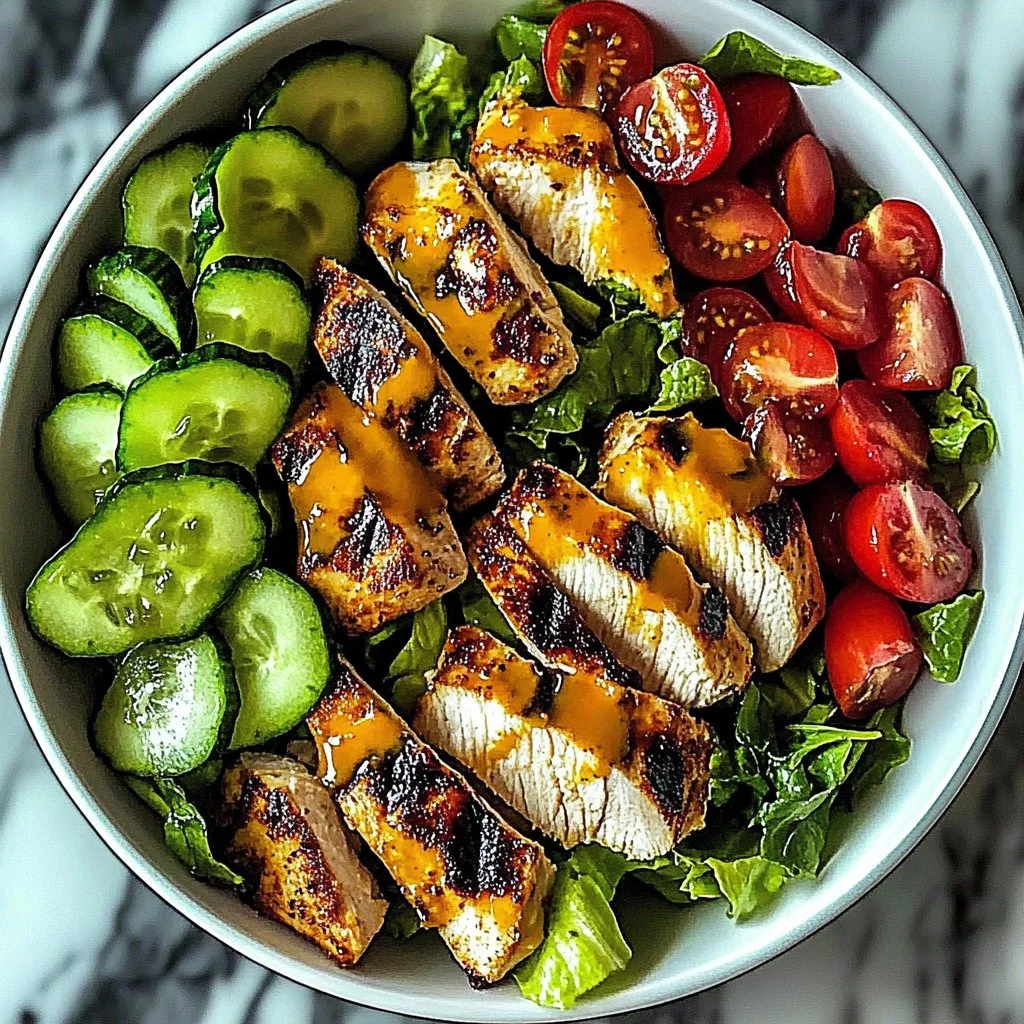 Delicious Honey Mustard Chicken Salad with fresh greens and a creamy dressing.