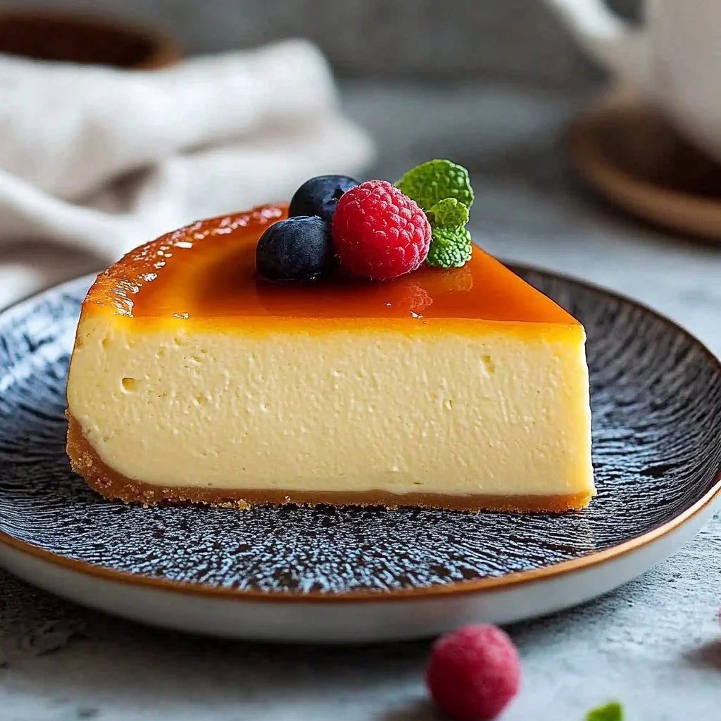 Delicious slice of Instant Pot Japanese cheesecake on a plate