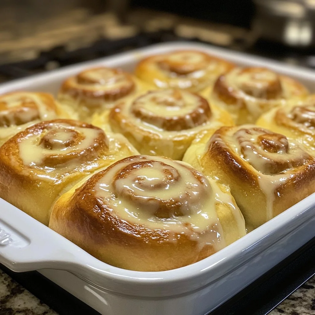 Freshly baked Lemon Sweet Rolls drizzled with lemon glaze