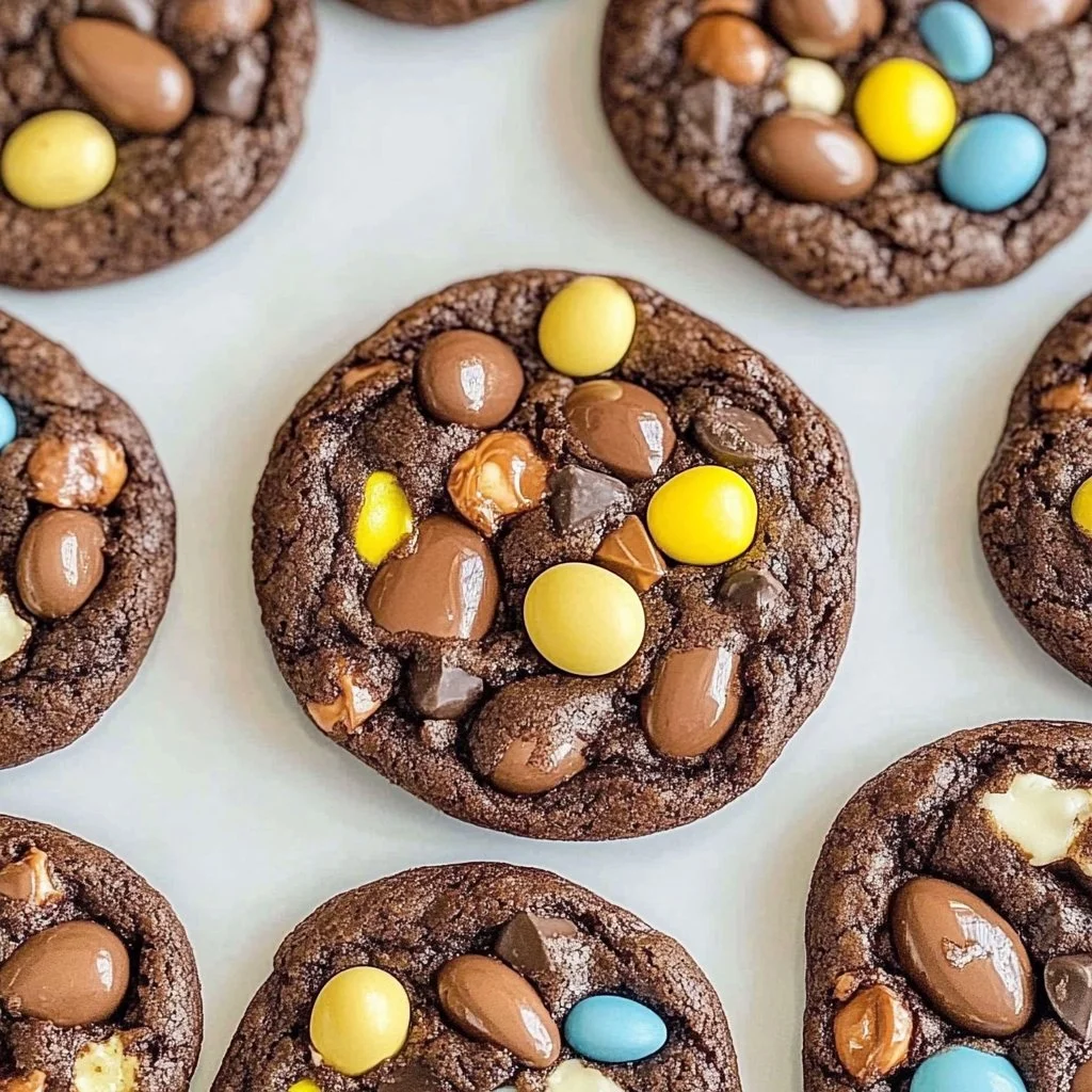 Delicious Mini Egg Brownie Cookies with chocolate chunks
