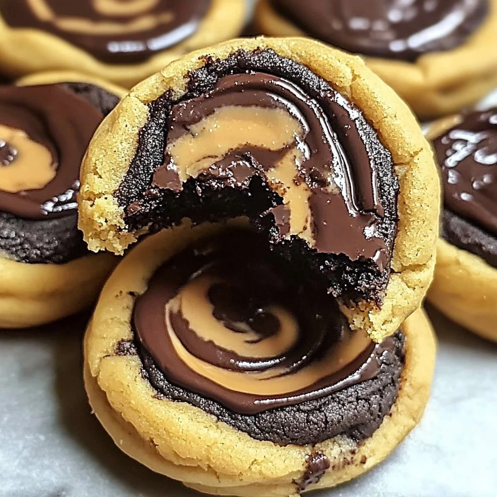 Delicious Peanut Butter Brownie Swirl Cookies with chocolate and peanut butter swirls