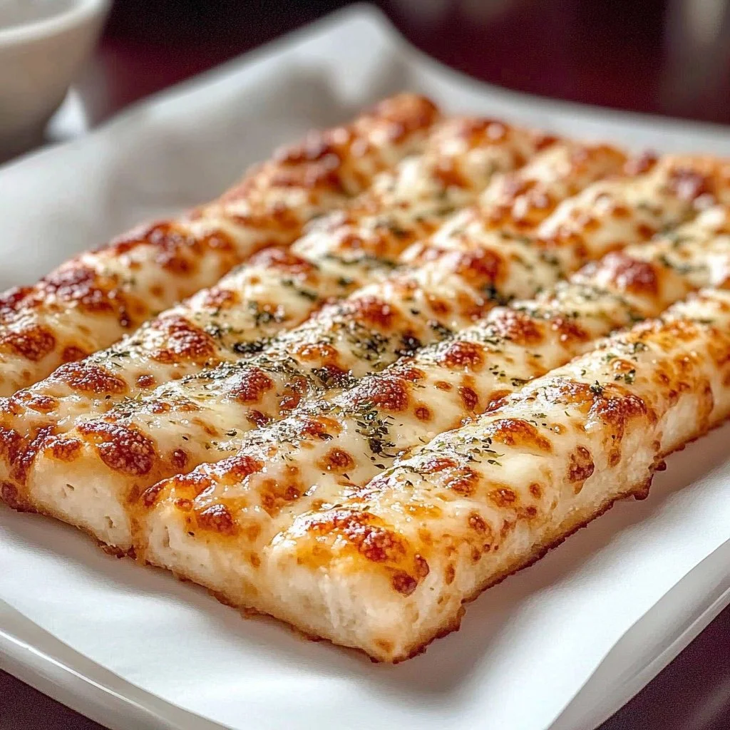 Delicious cheese sticks from Pizza Hut served with dipping sauce.