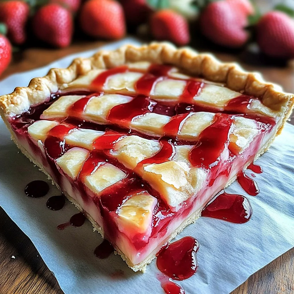 Strawberry Pop Tart Slab Pie, a delicious dessert featuring strawberry filling and pastry crust.