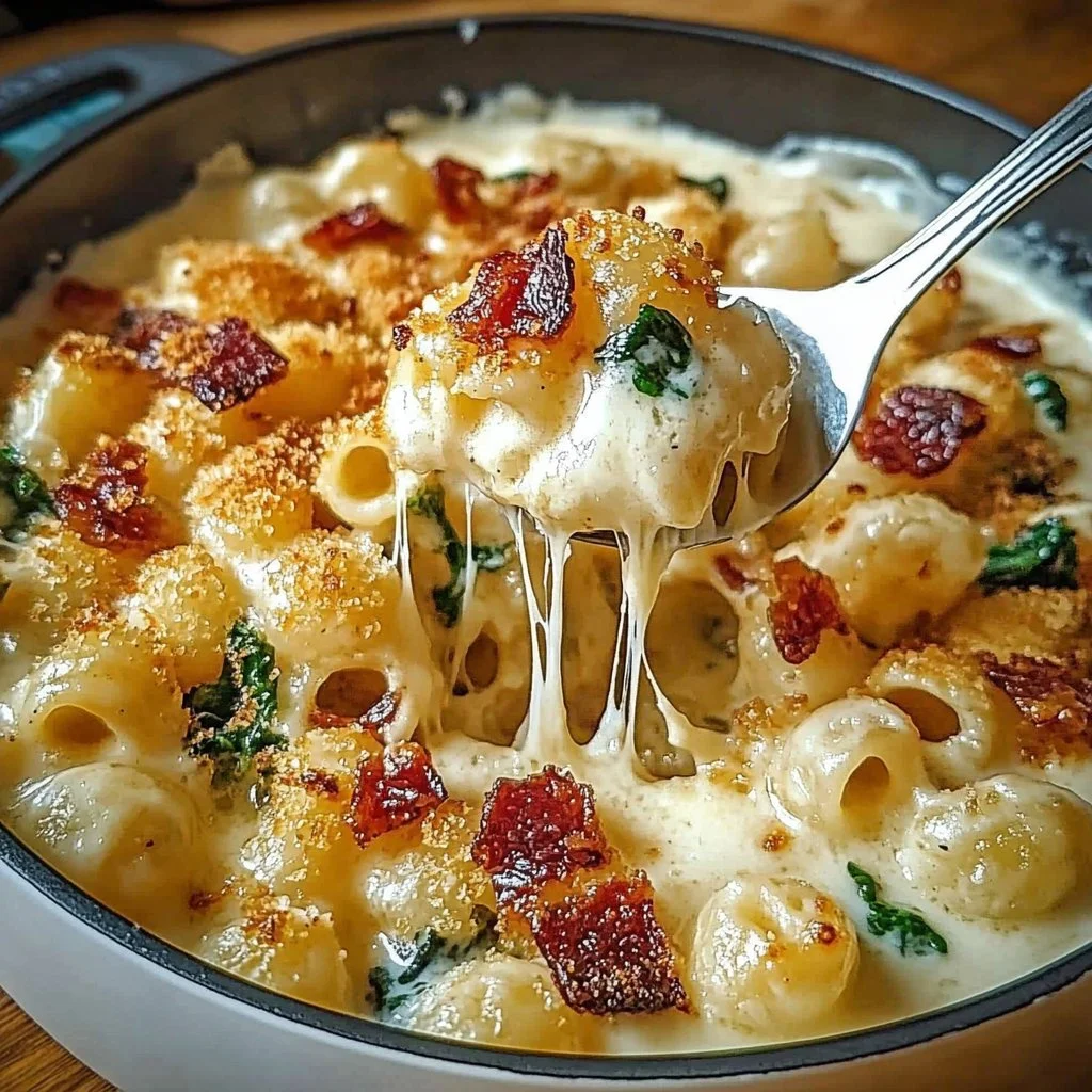 Delicious Tuscan Mac and Cheese with rich cheese sauce and pasta