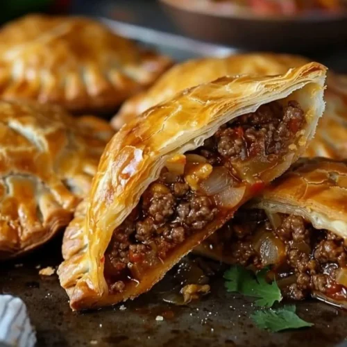 Homemade beef and cheese empanadas on a plate