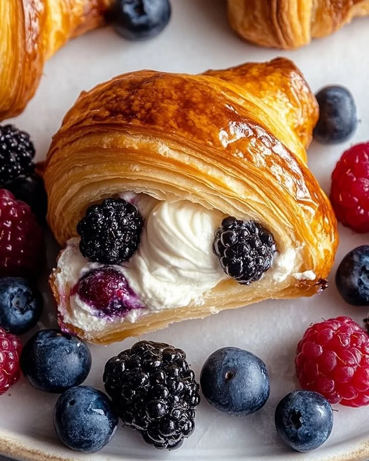 Berries and Cream Filled Croissants, showcasing delicious berries and creamy filling