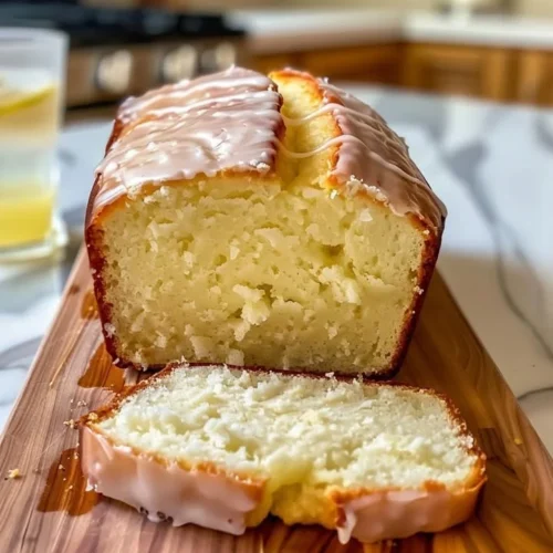 Delicious homemade lemon loaf, better than Starbucks, served on a plate.
