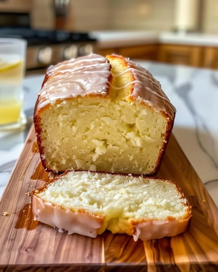 Delicious homemade lemon loaf, better than Starbucks, served on a plate.
