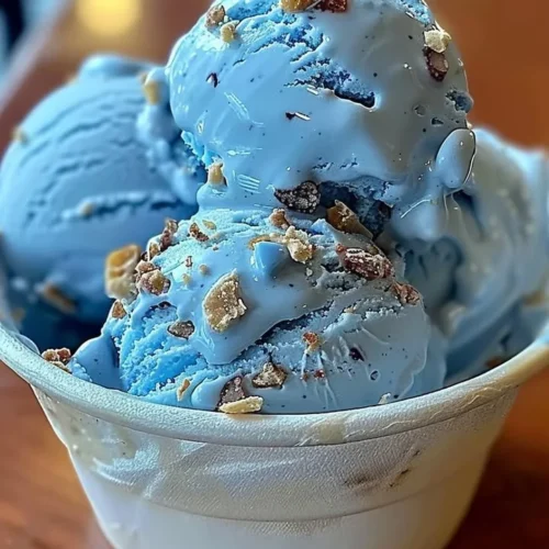 Scoops of vibrant Blue Moon Ice Cream in a bowl