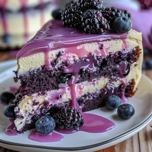 Delicious Blueberry Cream Cake topped with fresh blueberries and creamy frosting