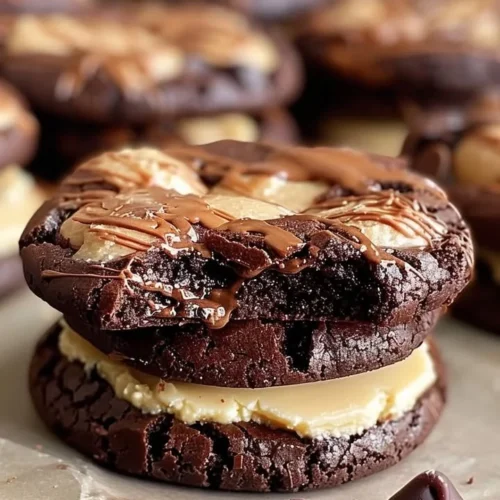 Delicious Buckeye Brownie Cookies with chocolate and peanut butter topping