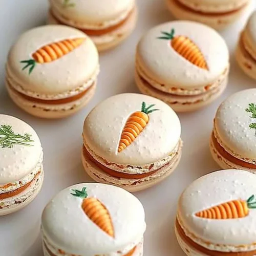 Delicious Carrot-Inspired Macarons arranged on a platter