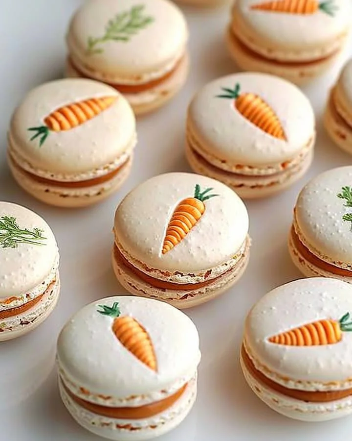 Delicious Carrot-Inspired Macarons arranged on a platter