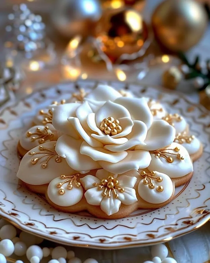 Chamomile Charm Cookies adorned with festive decorations for the holiday season