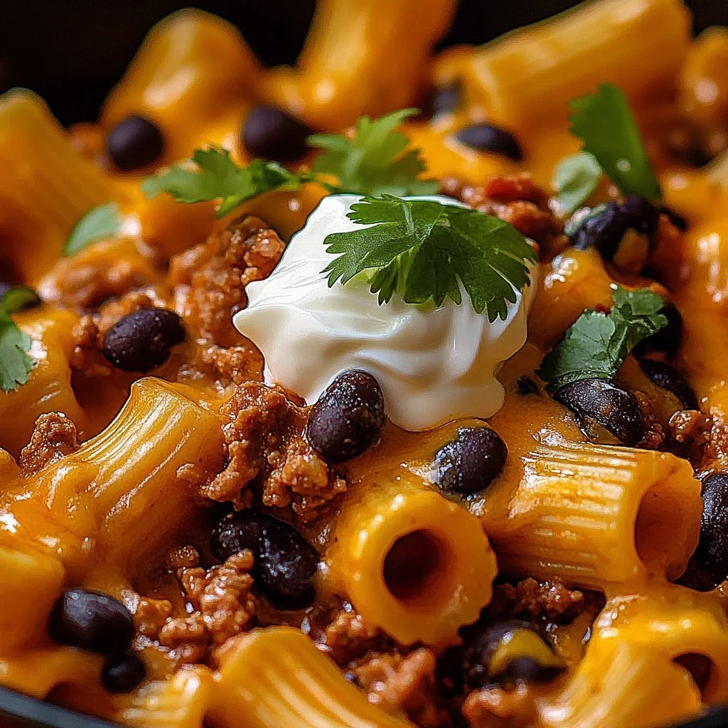 Cheesy beef enchiladas tortellini garnished with fresh herbs