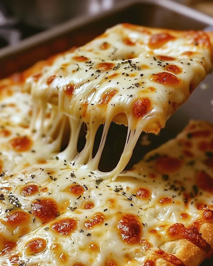 Golden, cheesy breadsticks fresh out of the oven, perfect for dipping.