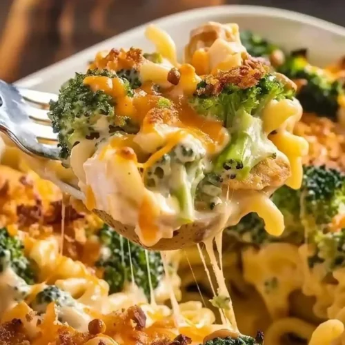 Cheesy chicken and broccoli stuffed potatoes, a hearty comfort food meal