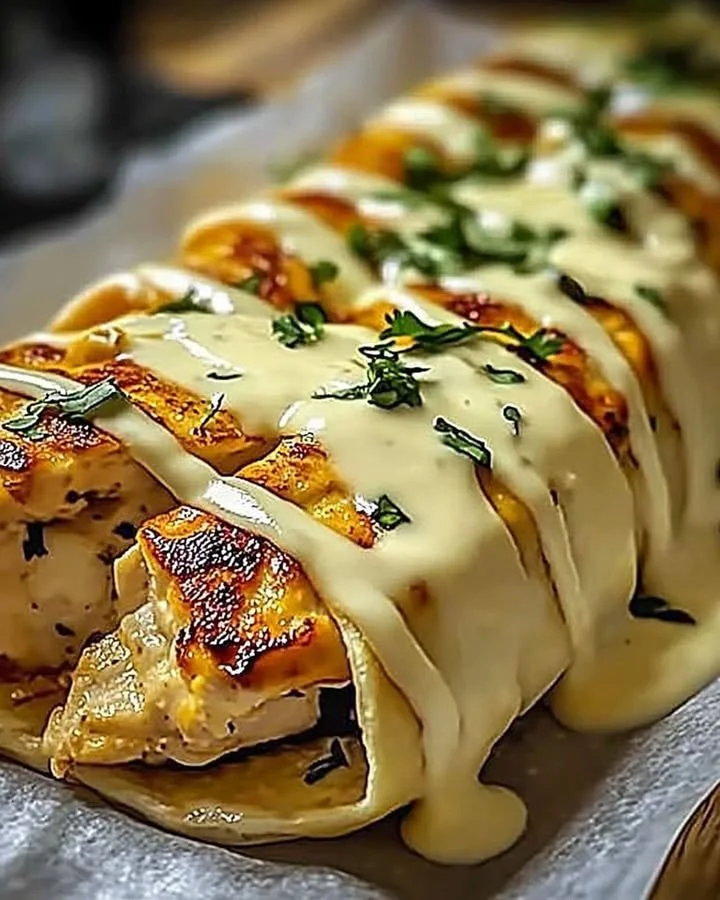 Delicious cheesy garlic chicken wraps with melted cheese and tender chicken