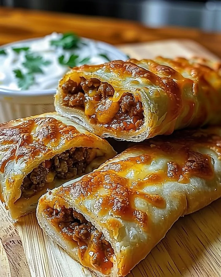 Delicious cheesy taco sticks served with dipping sauce