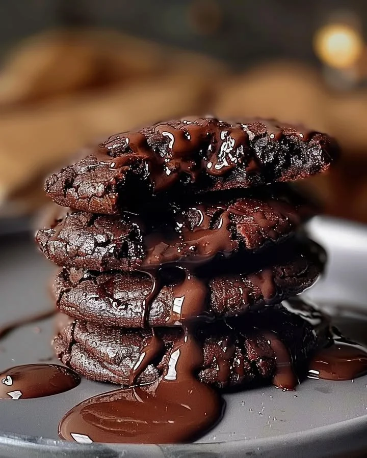 Decadent Chocolate Lava Brownie Cookies with a rich, gooey center
