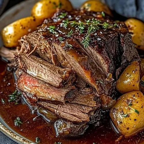 Delicious classic slow cooker pot roast served with vegetables