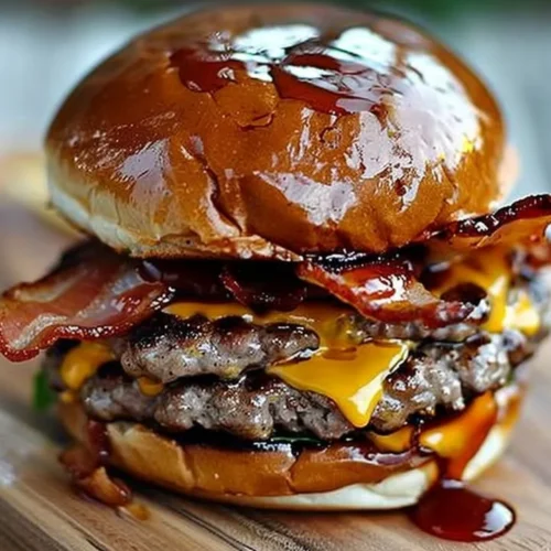 Delicious Crack Burger topped with cheese and fresh ingredients