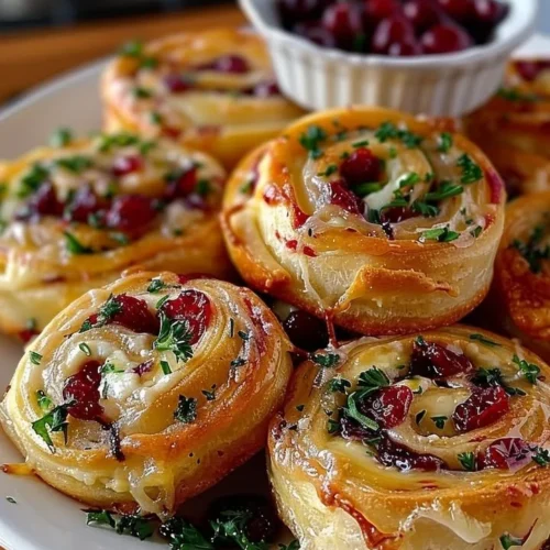 Cranberry feta pinwheels with cream cheese and herbs on a platter