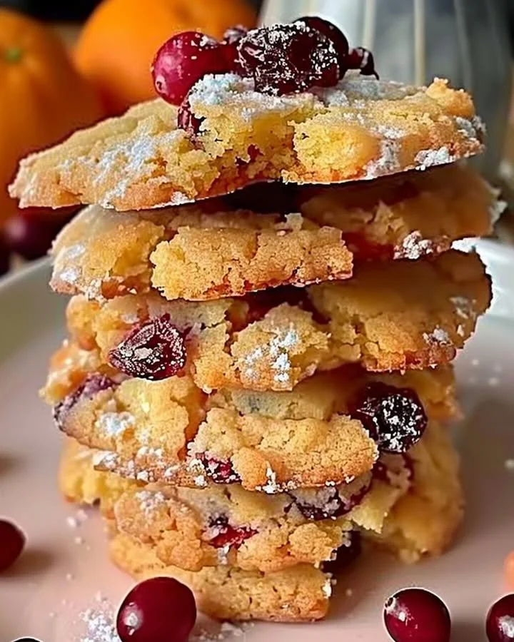 Cranberry Orange Shortbread cookies ready to enjoy with a festive touch.