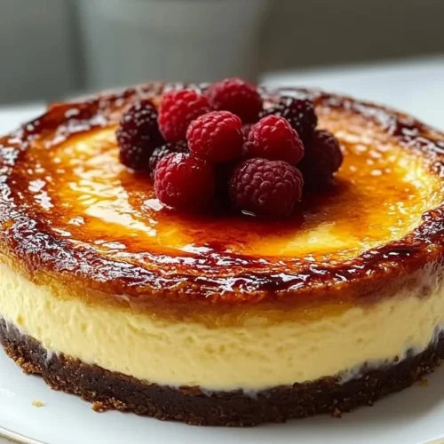 Delicious Crème Brûlée Cheesecake with caramelized sugar topping