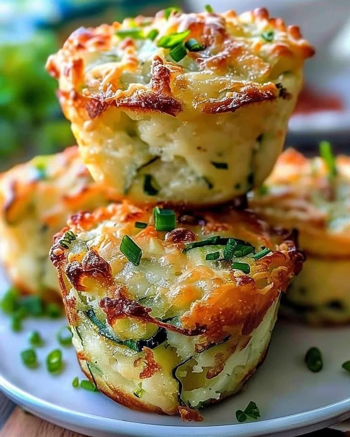 Crispy Parmesan zucchini muffins with potato, baked to perfection