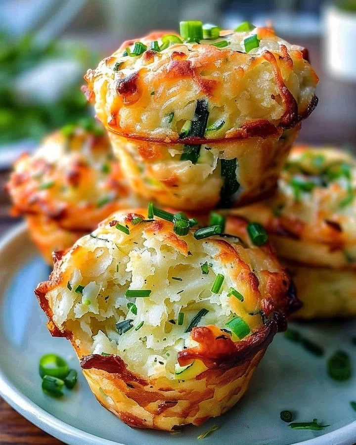 Crispy Parmesan zucchini potato muffins baked to perfection