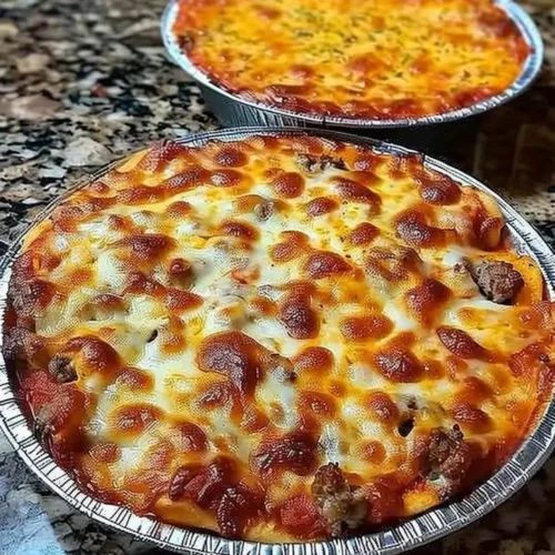 A tasty crustless pizza bowl filled with fresh ingredients and cheese