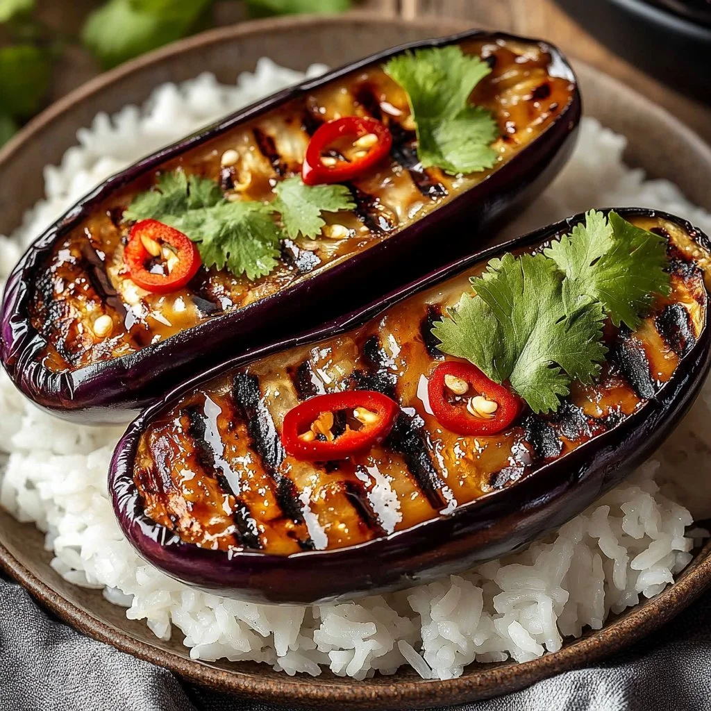 Grilled miso eggplant dish garnished and ready to enjoy