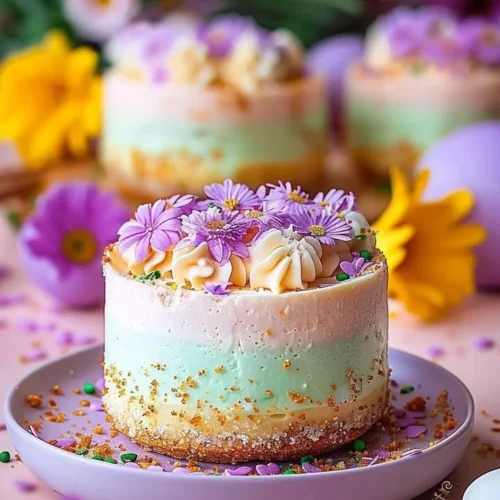 No-Bake Mini Cheesecakes for Easter dessert, colorful and festive.