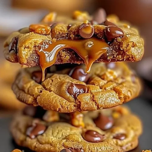 Delicious Butterfinger caramel crunch cookies ready to be enjoyed