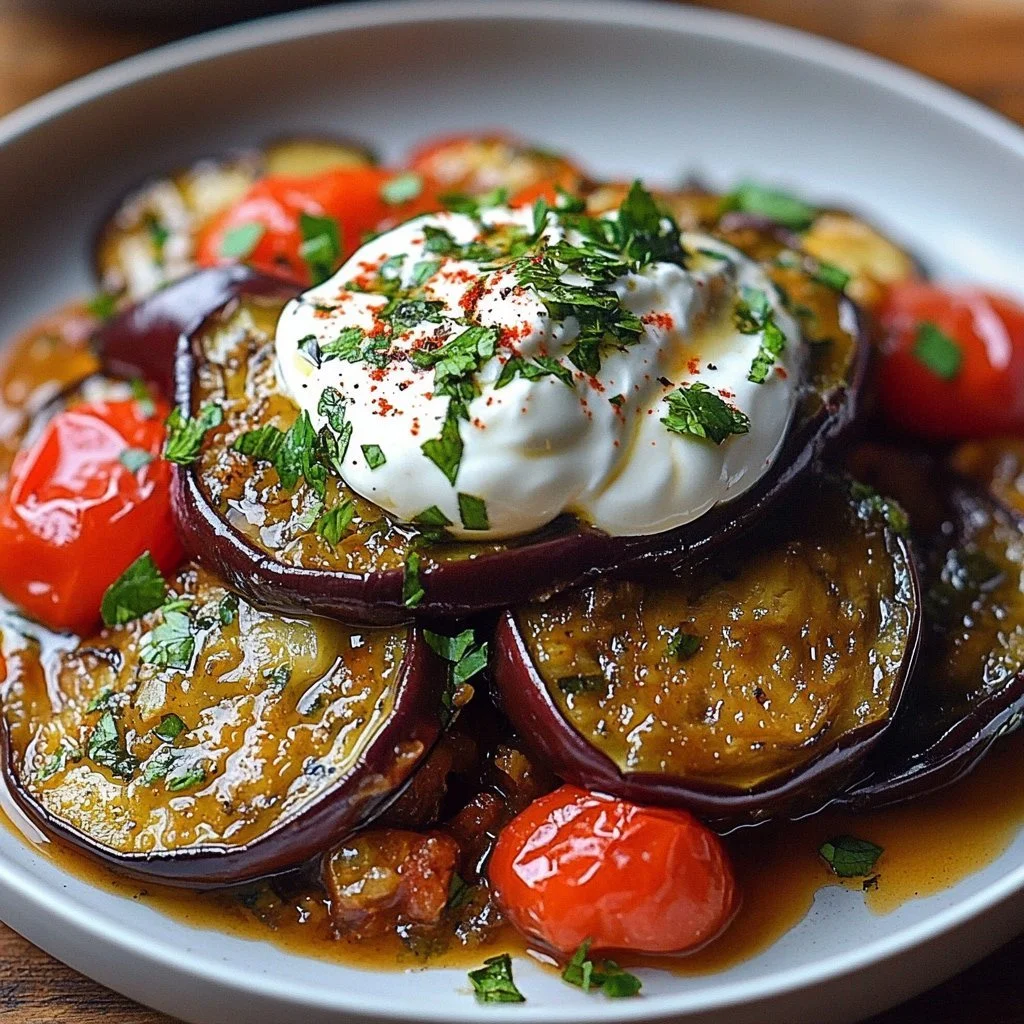 Delicious Eggplant Borani served in a traditional dish