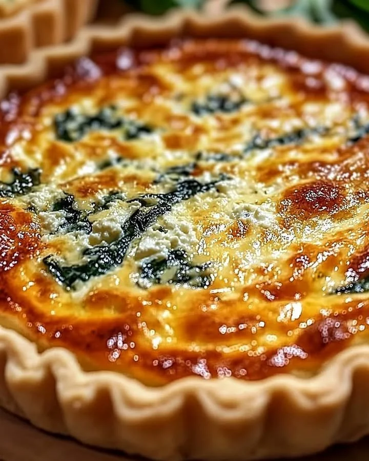 Elegant Ricotta and Spinach Quiche served on a white plate with a side salad.