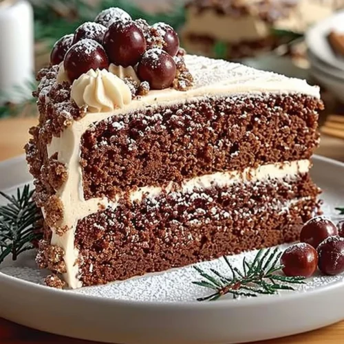 Deliciously decorated festive gingerbread cake on a holiday table