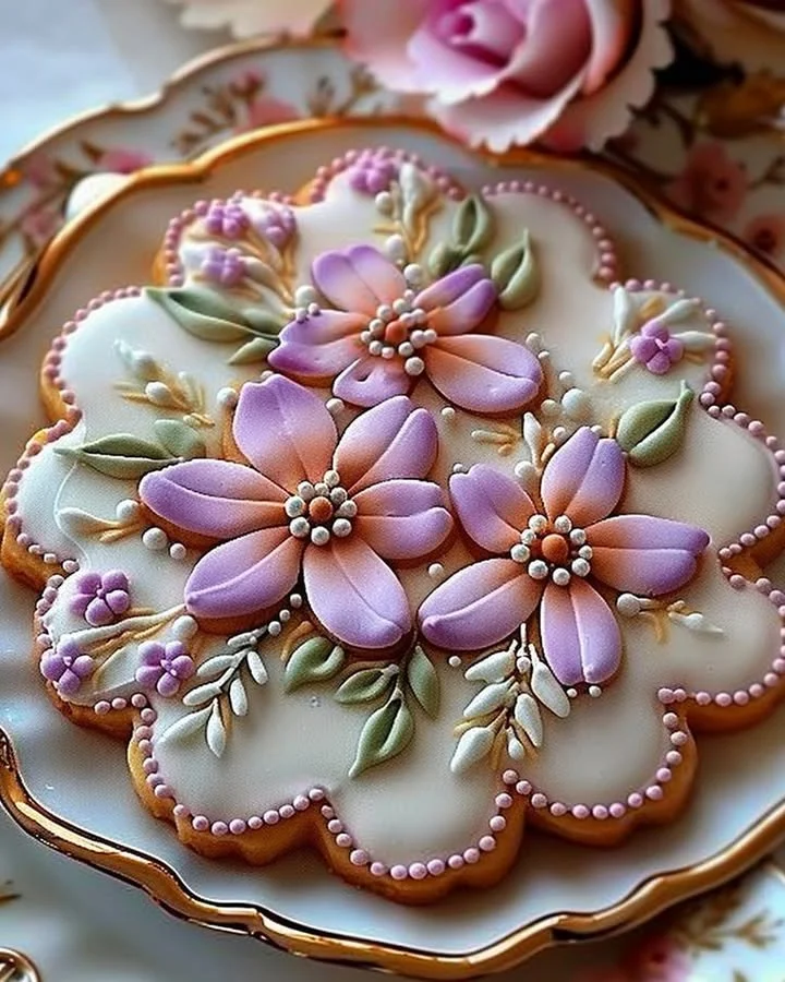 Delicious Floral Butter Cookies decorated with Royal Icing.
