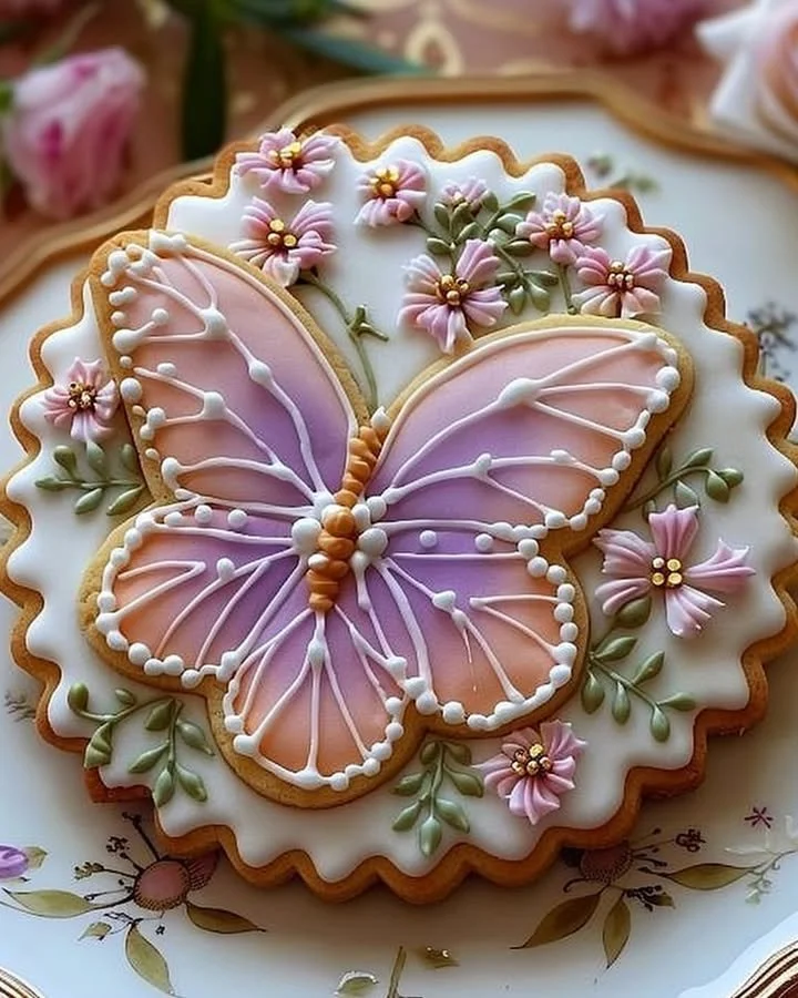 Floral butter cookies beautifully decorated with royal icing.