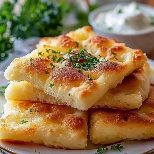 Fluffy cottage cheese cloud bread served on a plate with toppings